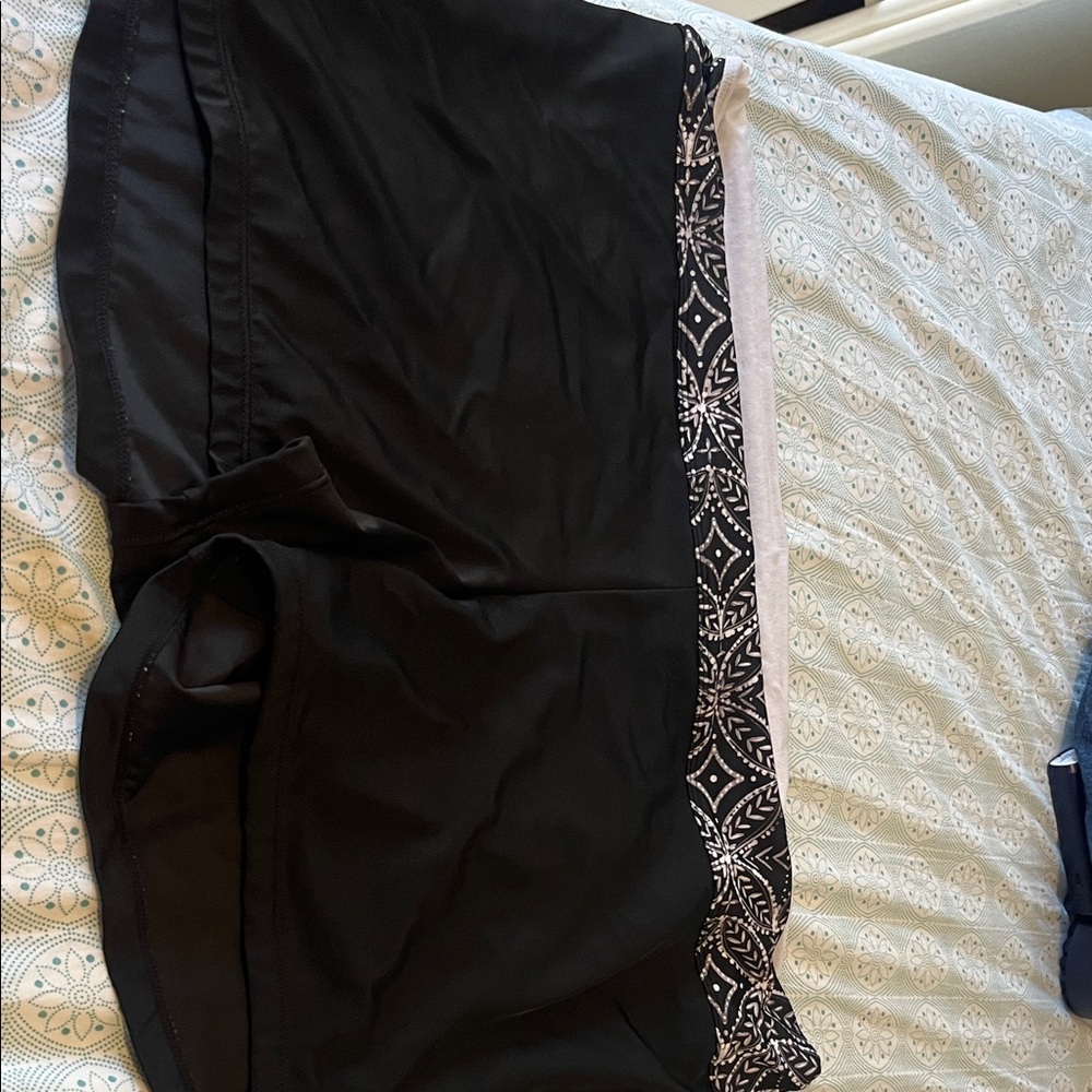 Black Shorts with Printed Side Panel